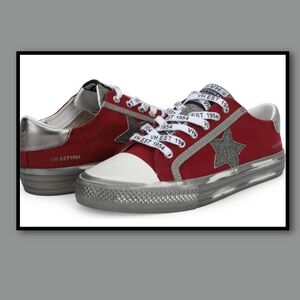 Vintage Havana Burgundy/Maroon and Metallic Sneakers